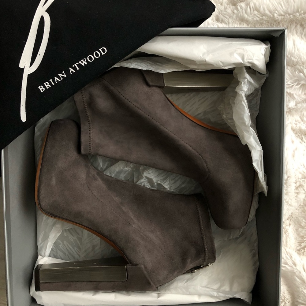 Grey & Metal Brian Atwood Booties 5.5 - Picture 7 of 8